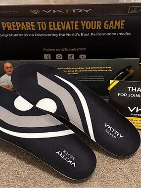 VKTRY Silver Performance Insoles in Black & Gray Size 11.5-12